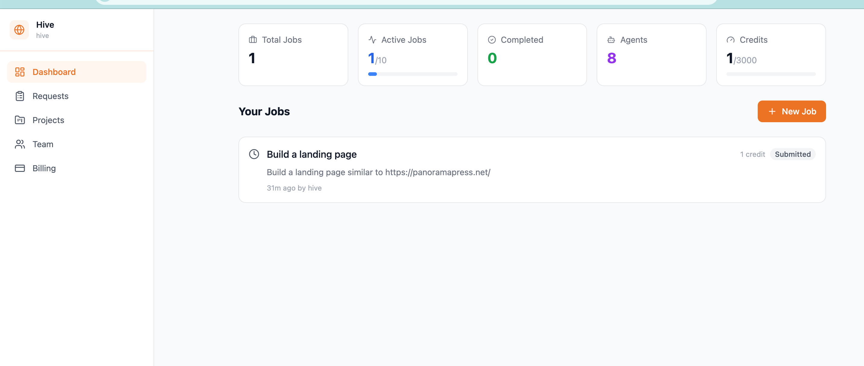 Orchexia Dashboard — Track active jobs, completed work, and deliverables